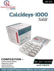 Calcium Citrate 1000mg, Magnesium Hydroxide 100mg, Zinc Sulphate and Vitamin D3 Tablets