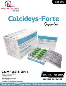 Calcium carbonate 500mg, Calcitriol 0.25 mcg, Boron 1.5mg, Methylcobalamin 1500 mcg, folic Acid 400 mcg, Omega 3 Fatty Acids (EPA 180mg, DHA) Softgel Capsules