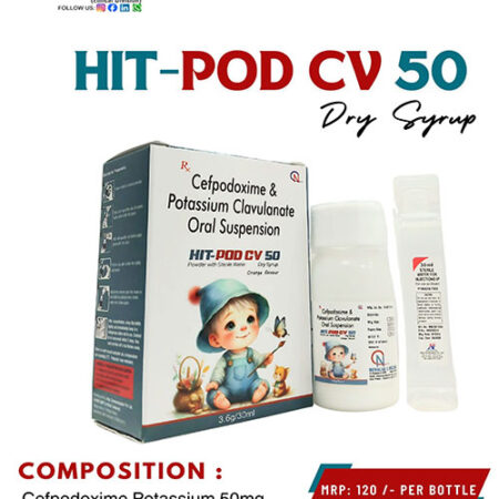 Cefpodoxime 50 mg and Potassium Clavulanate 31.5mg Dry Syrup