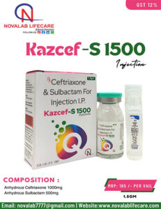 Ceftriaxone 1000 mg and Sulbactam 500 mg Injection