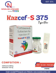 Ceftriaxone 250 mg and Sulbactam 125 mg Injection