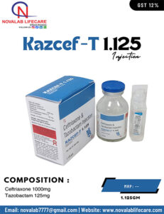 Ceftriaxone 1000 mg and Tazobactam 125 mg Injection
