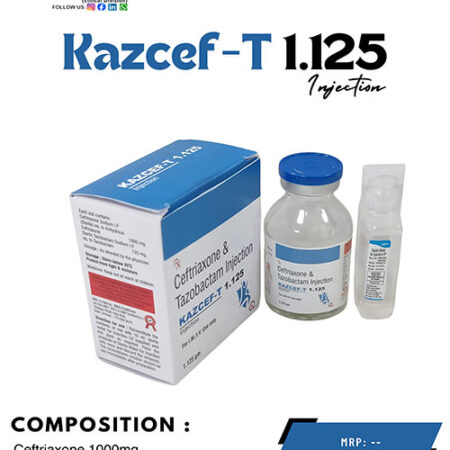Ceftriaxone 1000 mg and Tazobactam 125 mg Injection