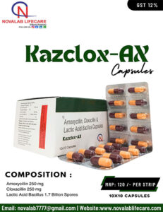 Amoxycillin 250 mg, Cloxacillin 250 mg and Lactic Acid Bacillus Capsules
