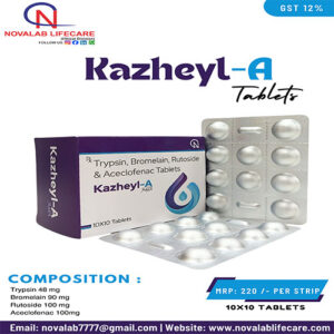 Trypsin 48 mg, Bromelain 90 mg, Rutoside 100 mg and Aceclofenac 100mg Tablets