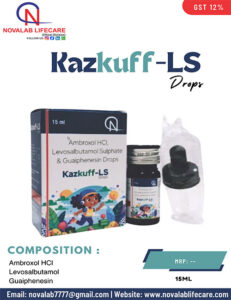 Ambroxol HCL 7.5 mg, Levosalbutamol 0.25mg and Guaiphenesin 12.5 mg Drops