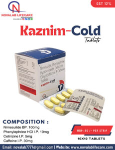 Nimesulide, Phenylephrine HCL, Cetirizine Dihydrochloride and Caffeine Tablets