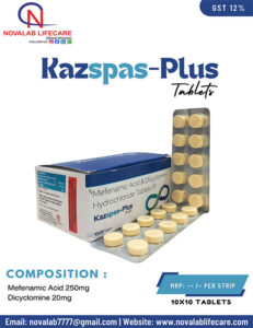 Mefenamic Acid 250 mg and Dicyclomine Hydrochloride 20 mg  Tablets