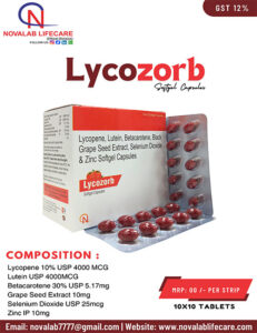 Lycopene, Lutein, Betacarotene, Grape Seed Extract, Selenium Dioxide and Zinc Softgel Capsules