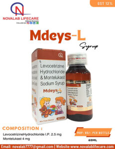 Levocetirizine Hydrochloride 2.5mg and Montelukast Sodium 4mg Syrup