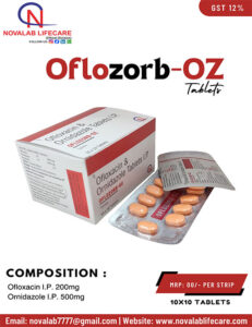 Ofloxacin 200 mg and Ornidazole 500 mg Tablets